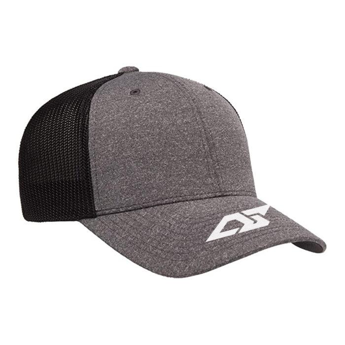 Grey Cap with black Mesh logo on front Exporter from Sialkot