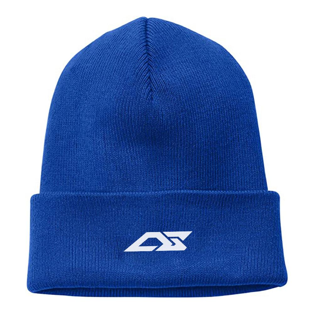 Blue or Green Beanie Hat with grey logo on front Exporter from Sialkot