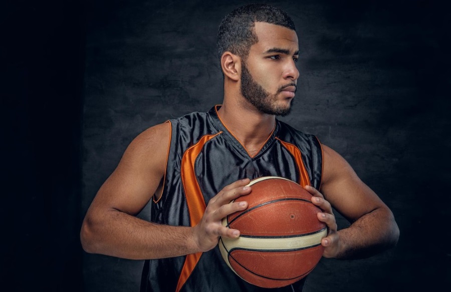 basketball-fandom-portrait-bearded-black-man-holds-basket-ball