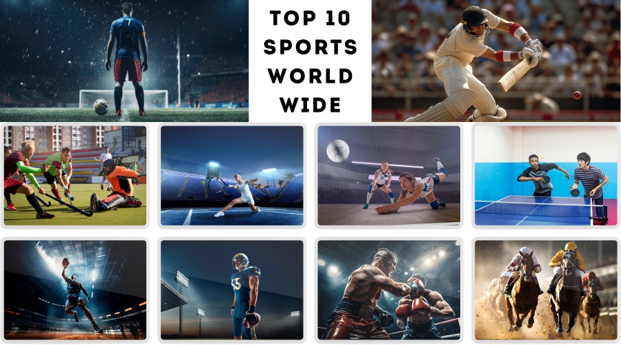 Top 10 Popular Sports World wide shown in image